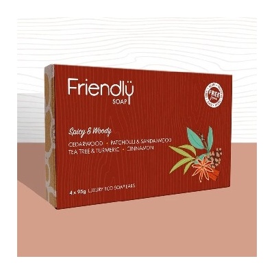Friendly Soap prírodné mydlo Spicy and Woody 4 x 95 g