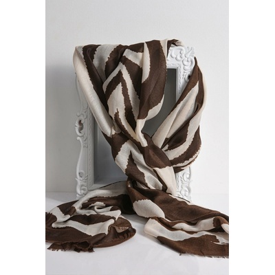 Peca del Sol HNĚDÝ LEHKÝ PAREO ŠÁTEK SE VZOREM Earth Zebra