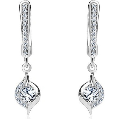 Šperky eshop ze stříbra asymetrická kapka kulatý zirkon v čirém odstínu V03.15