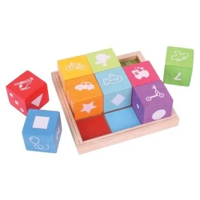 Bigjigs Toys - Дървени кубчета - Кубчета с картинки (BB091)