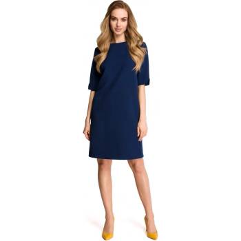 Style Изчистена рокля в тъмносин цвят S113MO-S113-navyblue - Тъмносин, размер S