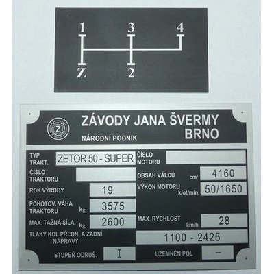 Sada štítků Zetor 50 SUPER