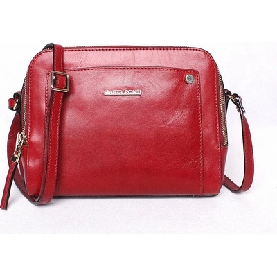Marta Ponti luxusní tmavědámská kožená crossbody kabelka no. A12 červená