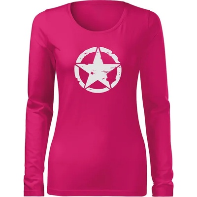 DRAGOWA Slim дамска тениска с дълъг ръкав, Звезда, розова, 160г/м2 (6033)