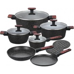 Klausberg Комплект тенджери и тигани Klausberg KB 7831, 12 ч, Отливка, Мраморно покритие, Индукция, Черен (KB 7831)