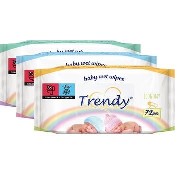 Image 1 of Trendy Бебешки мокри кърпички Trendy - 72 броя, асортимент (170)
