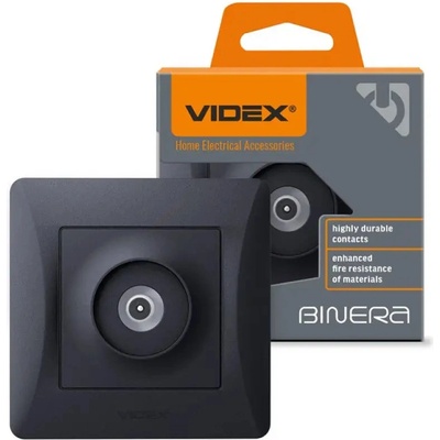 Videx Tv РОЗЕТКА vf-bnsk1tvme-bg binera videx - ГРАФИТ (4820118295145)