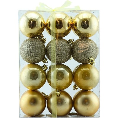 DECOLED Plastové ozdoby zlaté 24 ks prům. 6 cm