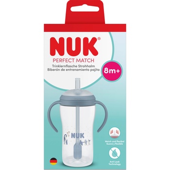 Nuk Perfect Match шише със сламка, 260 мл. , 8+мес, Пингвин (10216318)