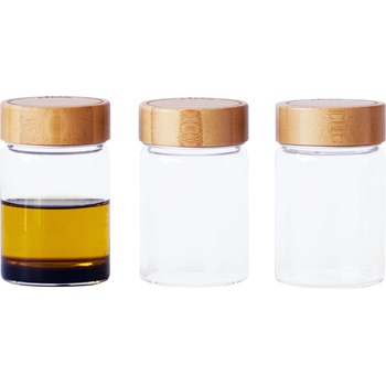 Pebbly Кухненски буркан за съхранение PKV-030 75 мл, комплект от 3 бр. , стъкло / бамбук, Pebbly (PEBB3760132814605)