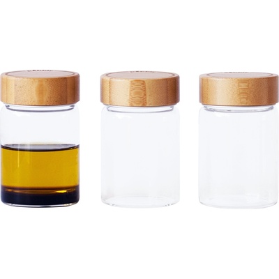 Pebbly Кухненски буркан за съхранение PKV-030 75 мл, комплект от 3 бр. , стъкло / бамбук, Pebbly (PEBB3760132814605)