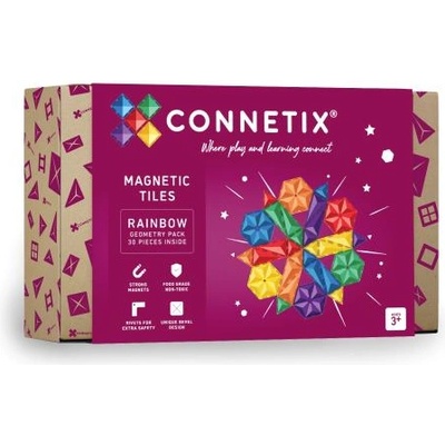 CONNETIX CONNETIX® Rainbow Geometry Pack магнитен строителен комплект 30 бр
