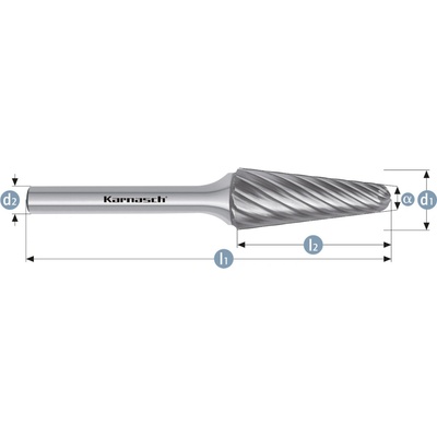 Karnasch 114039015 | L (KEL) - Kužeľová zaoblená fréza HP-9 8,0x25x6-70/14° mm, nepovlakované
