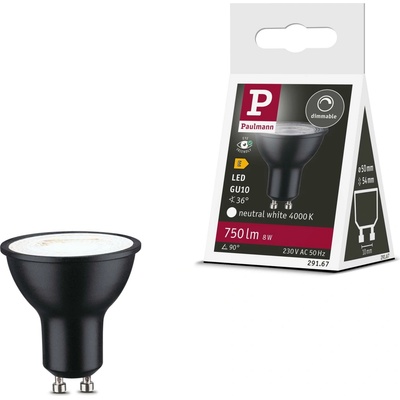 Paulmann 29167 LED E A G GU10 klasická žiarovka 8 W neutrálna biela x v 50 mm x 54 mm 1 ks 29167
