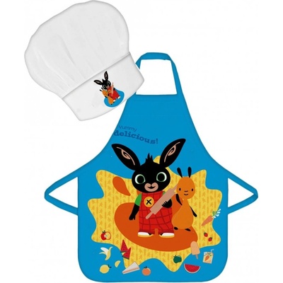 BrandMac Chlapčenská / detská zástera s kuchárskou čiapkou Zajačik Bing motív Yummy delicious! 2 diely