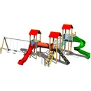 Playground System HŘIŠTĚ sestava se skluzavkou tobogánem a dvojhoupačkou 4U315D