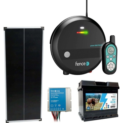 fencee Sada solární elektrický ohradník, 7J zdroj s dálkovým ovladačem, panel 100 W, regulátor a baterie 44 Ah