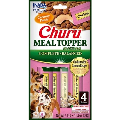 INABA Dog Meal Topper Chicken Salmon 4 x 14 g krémový doplněk stravy s kuřecím masem a lososem