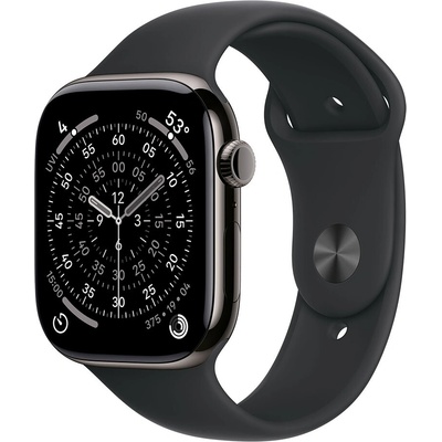 Apple Watch Series 11 Cellular 46 mm Bridlicový sivý titán s čiernym športovým remienkom M/L MFD24WF/A