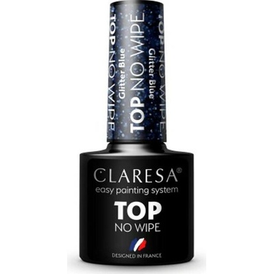 Claresa Top lak na nechty no wipe 5 g Glitter blue