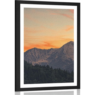 Plakát s paspartou západ slunce na horách - 30x45 no frame