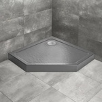Radaway Душово корито Radaway Doros PT Compact Stone, петоъгълно, 90x90 см, антрацит, акрил (SDRPT9090-05-64S)