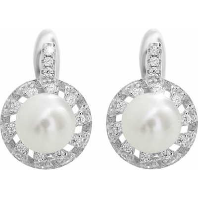 JSB Bijoux Říční perla s obvodem Kubických zirkonů Crystal 92400576cr (Ag925/1000, 3,56 g)