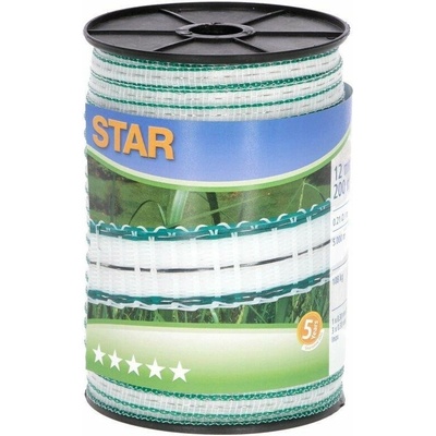 KERBL Ohradníková páska 12mm 200m STAR bílá/zelená