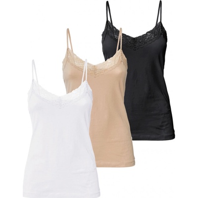 Esmara dámský krajkový top se špagetovými ramínky 3 kusy černábéžovábílá – Zboží Dáma