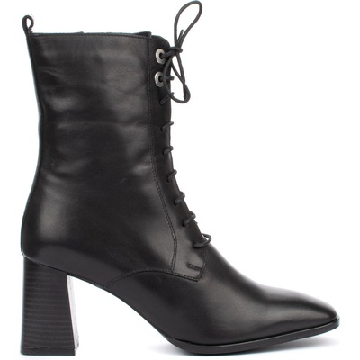 Дамски боти от естествена кожа с връзки и цип