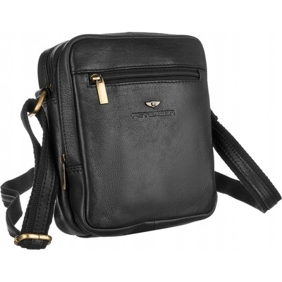 Pánska kožená crossbody taška čierna KT221