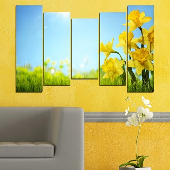 Vivid Home Картини пана Vivid Home от 5 части, Цветя, Канава, 110x65 см, 4-та Форма №0665