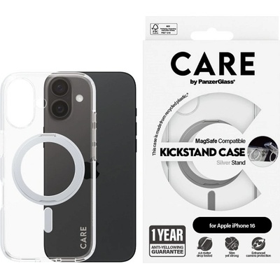 Panzer Калъф CARE - Feature Silver MagSafe, iPhone 16, прозрачен (5715685003875)