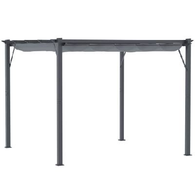 Outsunny Pergola s posuvnou střechou Outsunny, hliníká, uhlově šedá + tmavě šedá, 3x3x2,23 m