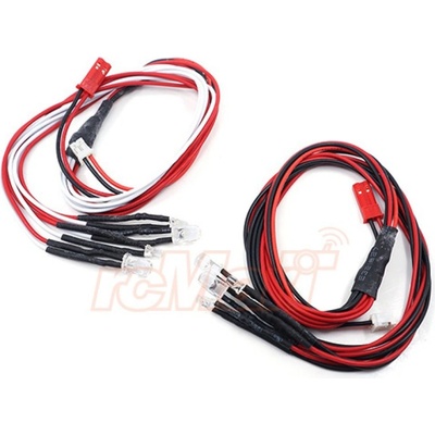 Yeah Racing LED diódy s konektormi 2x biela 3 mm a 2x červená 5 mm