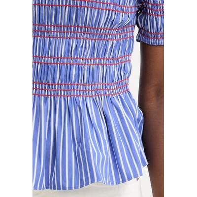 Tommy Hilfiger блуза с волани дамска с памук (WW0WW49886)