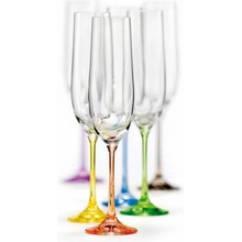 Crystalex Bohemia Glass Sada sklenic na sekt Rainbow barevné 6 x 190 ml