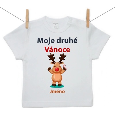 Boodyy Tričko s krátkým rukávem Moje druhé Vánoce se sobíkem a jménem dítěte – Zboží Dáma