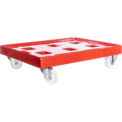 PK Group Vozík pod prepravky XL 800x600 2 otočné + 2 pevné POR kolieska 125 mm Farba: červená