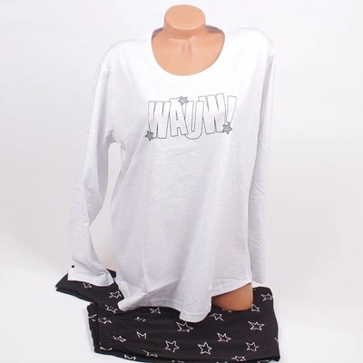 Макси пижама в бяло с пръски и черно