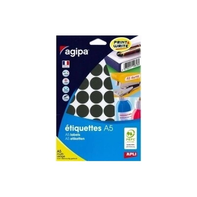 Etikety kruhové 24mm Agipa A5 čierne