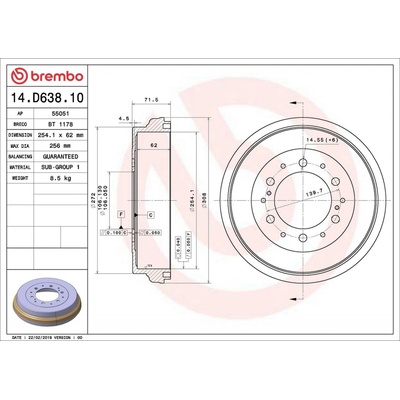 14.D638.10 BREMBO Brzdový buben