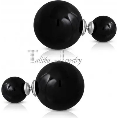 Talitha Двустранни обеци „Черни топчета