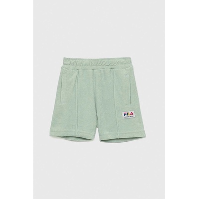 Fila Детски памучен къс панталон Fila в зелено с апликация с регулируема талия (FAK0183)