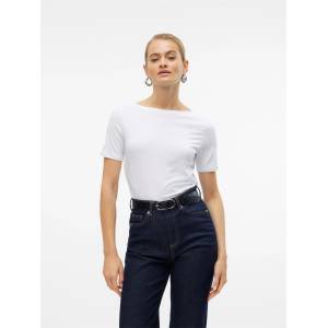 Vero Moda Тениска Vero Moda Women's Modal Short-Sleeve Regular Fit T-Shirt - Bright White