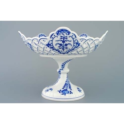 Český porcelán Dubí Cibulák Mísa pětihranná prolamovaná na ozdobné noze vysoká Originál 28 cm
