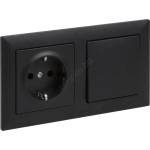 Legrand - Домашна SCHUKO розетка и еднополюсен ключ №1 с рамка SUNO, 250V, в черно (LR0118C)