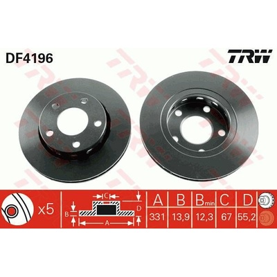 TRW Brzdový kotúč DF4196 sada 2 ks
