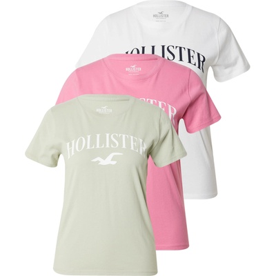 HOLLISTER Тениска зелено, розово, бяло, размер s