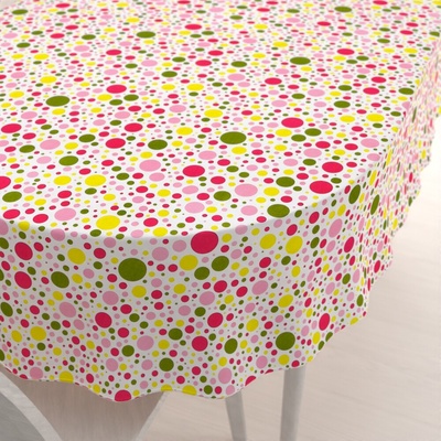 Biante bavlna oválny obrus Sandra SA-209 Ružové a žlté bodky na bielom 140x160cm